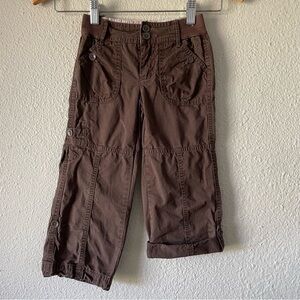 Justice Cargo Pants Girls 6 Slim Brown Roll Up Straight Leg Cropped Play Y2K